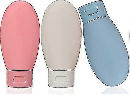 3 Pcs Travel Bottles Set,60ML Travel Bottles & Containers,Small Mini Empty Plastic Squeeze Bottles with Storage Bag(Pink, blue, white)