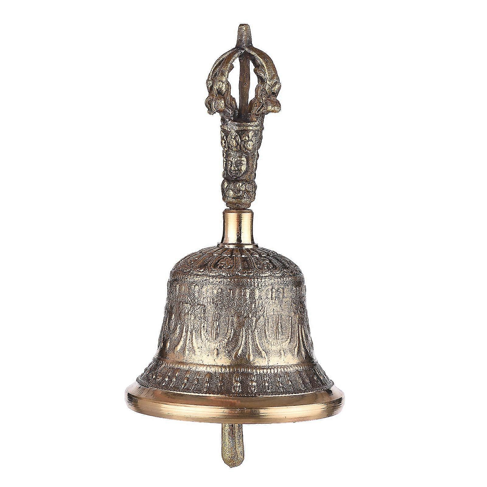 Tibetan Buddhist Bell Bronze Hand Bell With Vajra Padding For Meditation Prayer