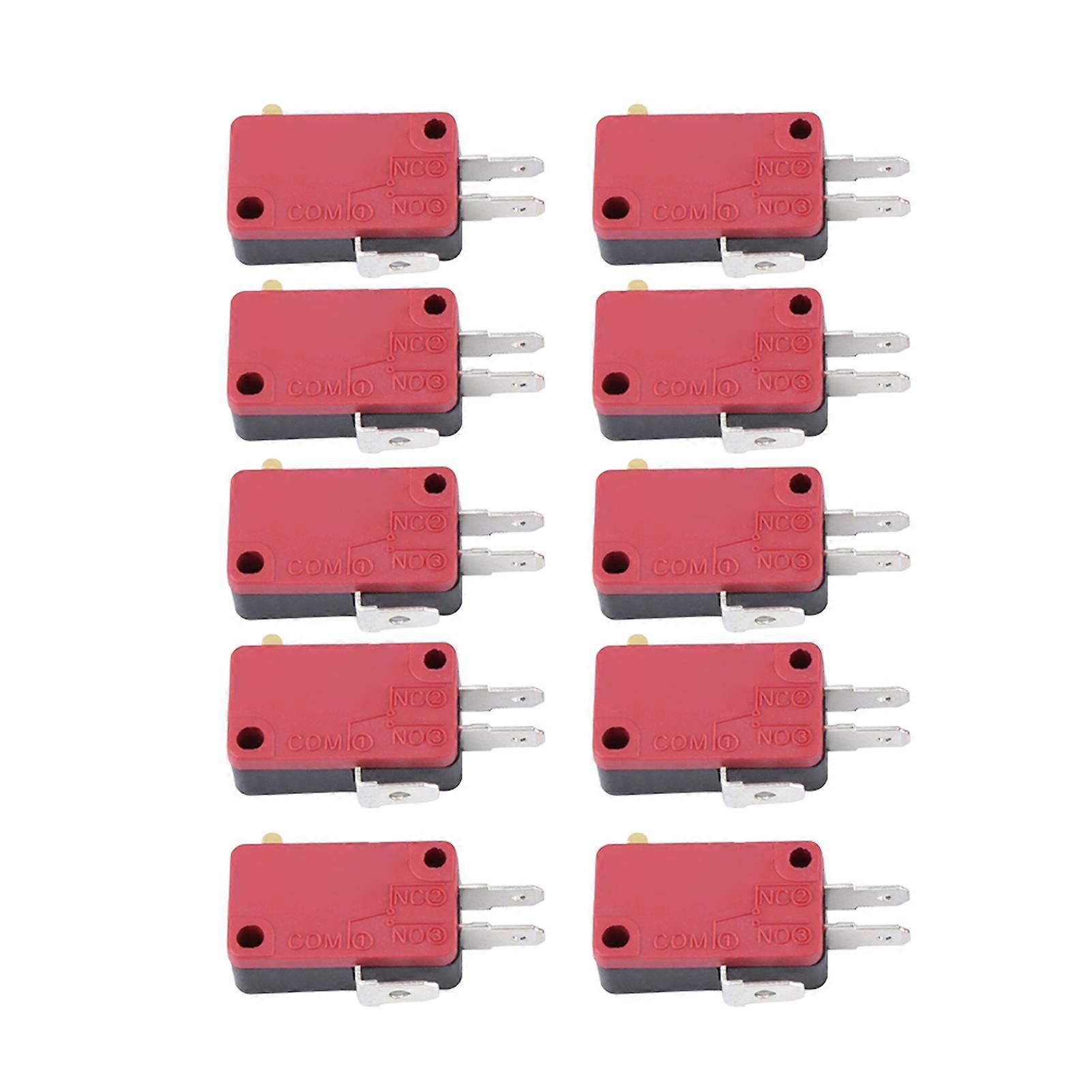 10Pcs Red 3Pins Push Button Micro Switch Replacement for Arcade Game YEMAA