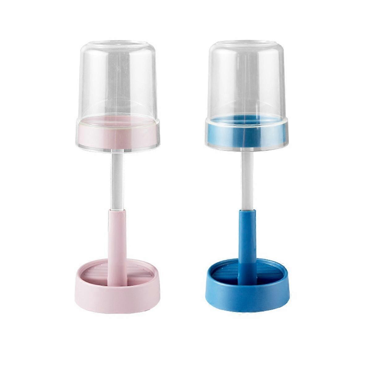 Toothbrush Holder with Cup Cover, Compatible with Electric Toothbrushes and Conventional Toothbrushes Pink+Blue
