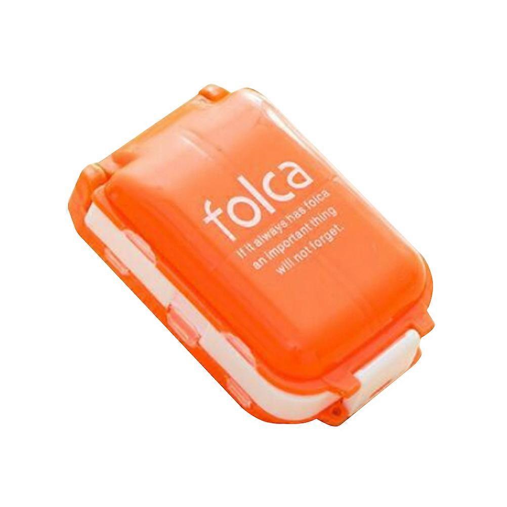 Double Layer 8 Compartments Pill Box Portable Plastic Pills Medicine Storage Case Box Container (Orange)