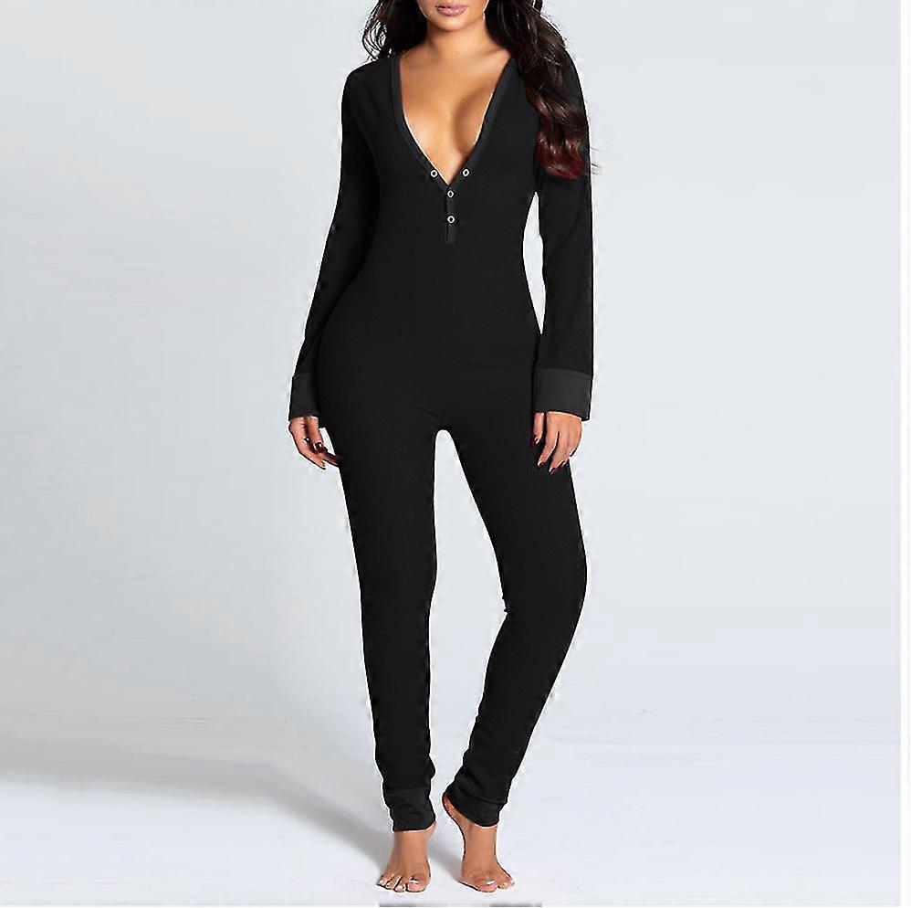 Butt flap underkläder jumpsuit kvinnor onesie pyjamas tillbaka knapp-ner bodycon nattkläder vuxna onesies combinaison pyjamas femme
