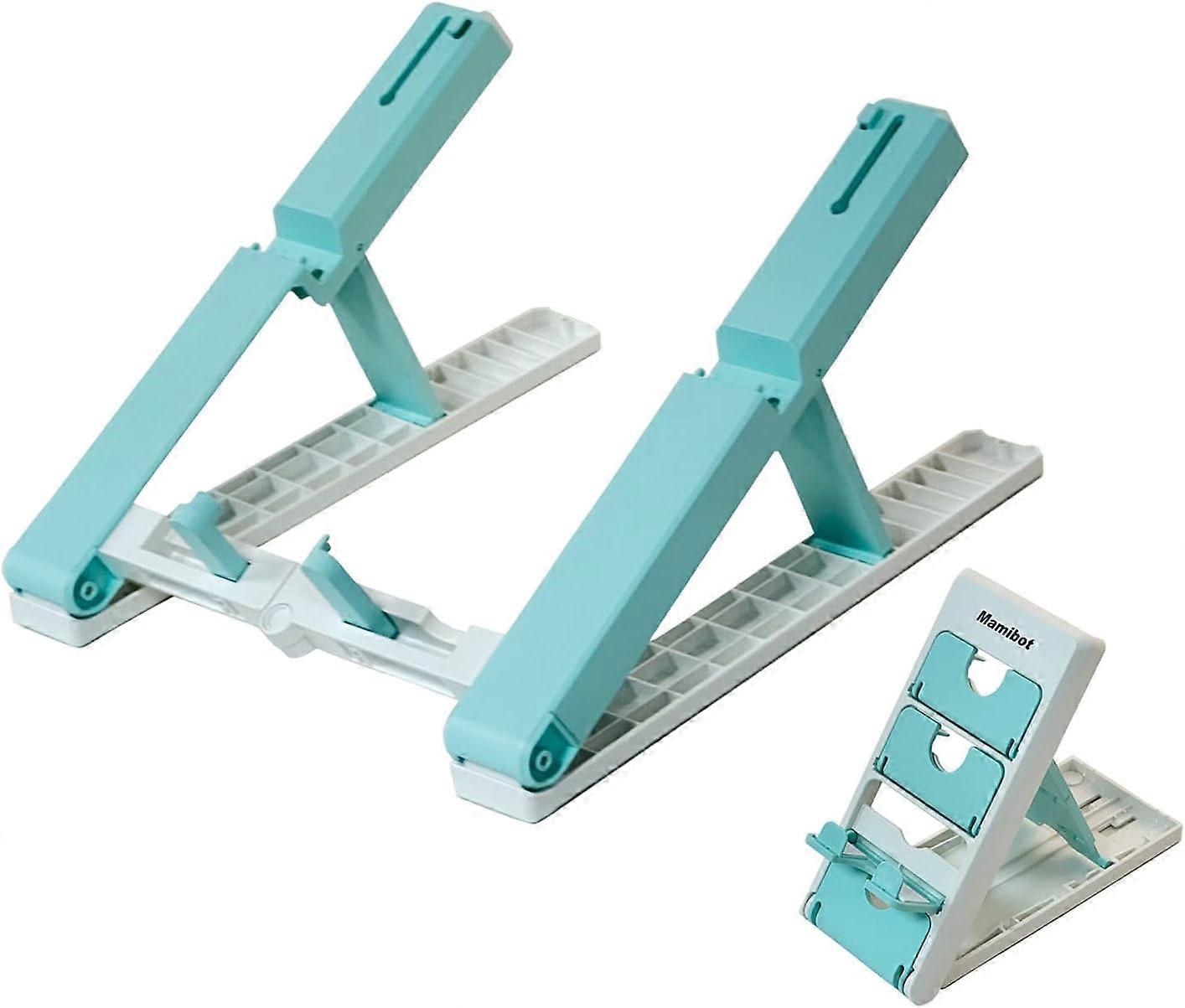 Mamibot Laptop Stand for Desk Ergonomic Foldable Plastic Notebook Holder Adjustable Portable Computer Riser with Smartphone Stand for 9-15.6 MacBook P