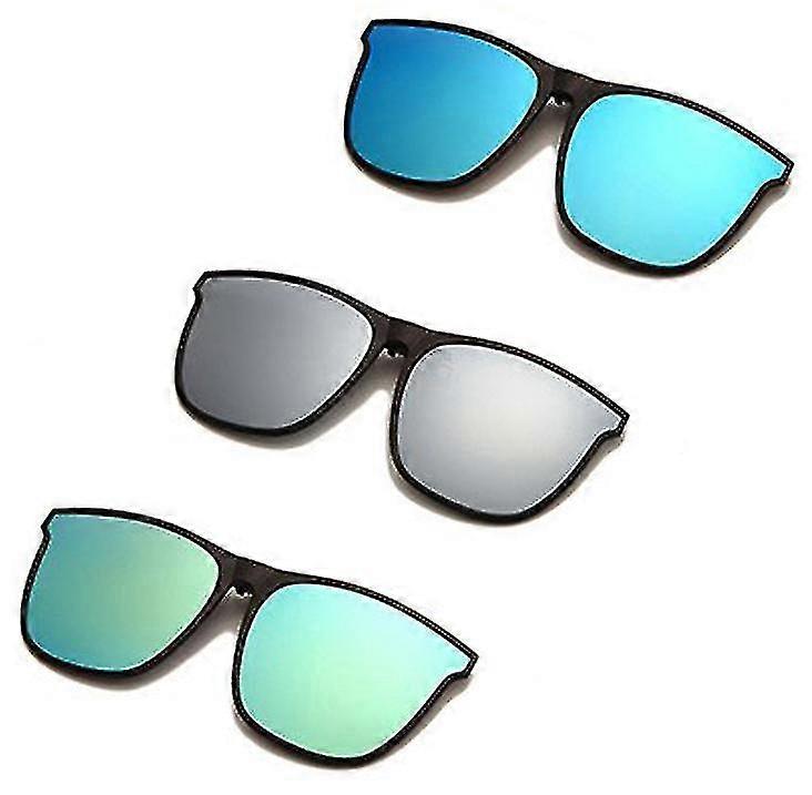 Clip-on Sunglasses - 3 Pair Oversized Polarised Clip On Sunglasses For Men Women