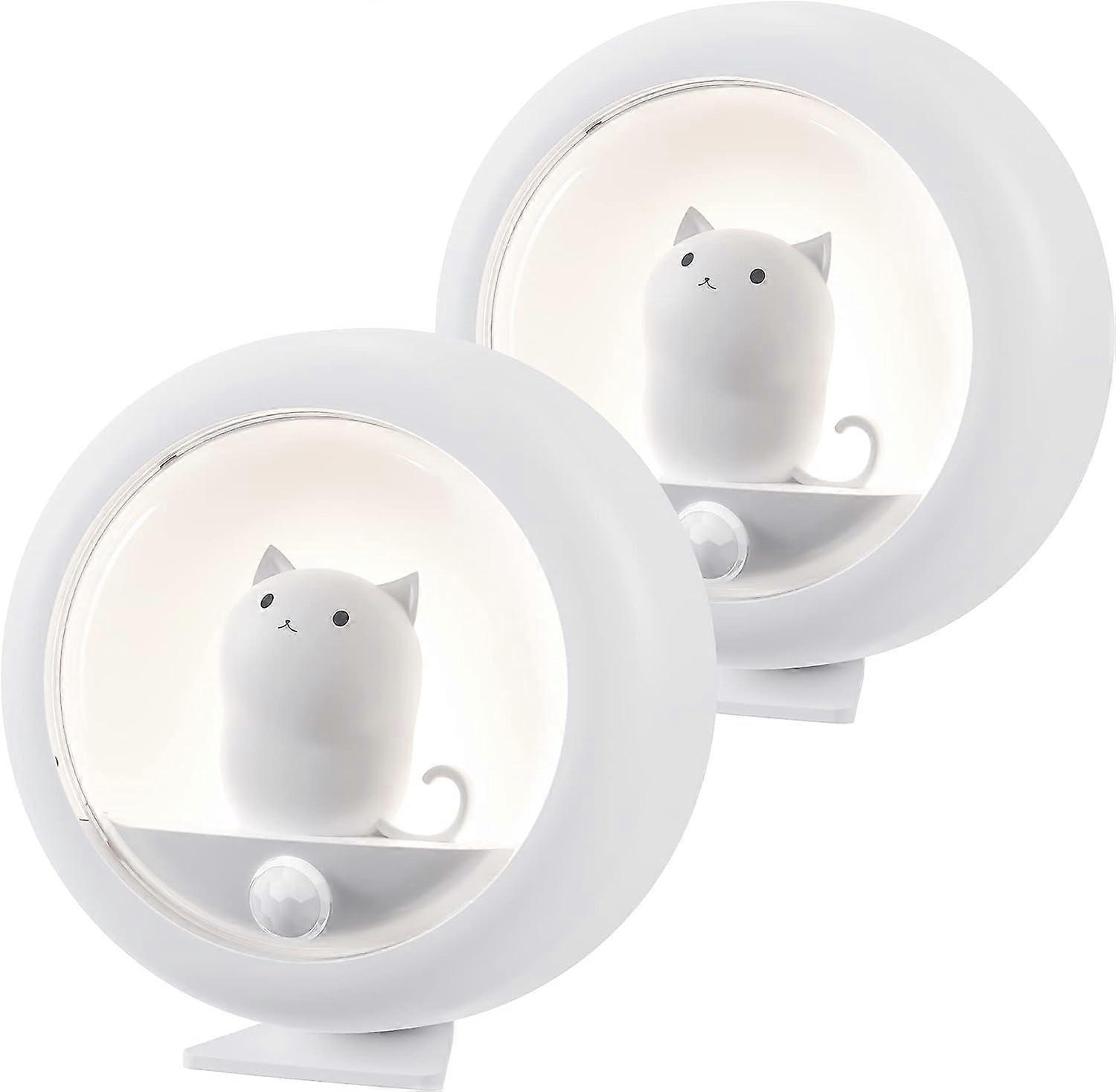 LINJOU 2pcs Luce Notturna Con Sensore Di Movimento, Luci A LED Stick-On/Stand Ricaricabili USB, Luci Bianche Calde