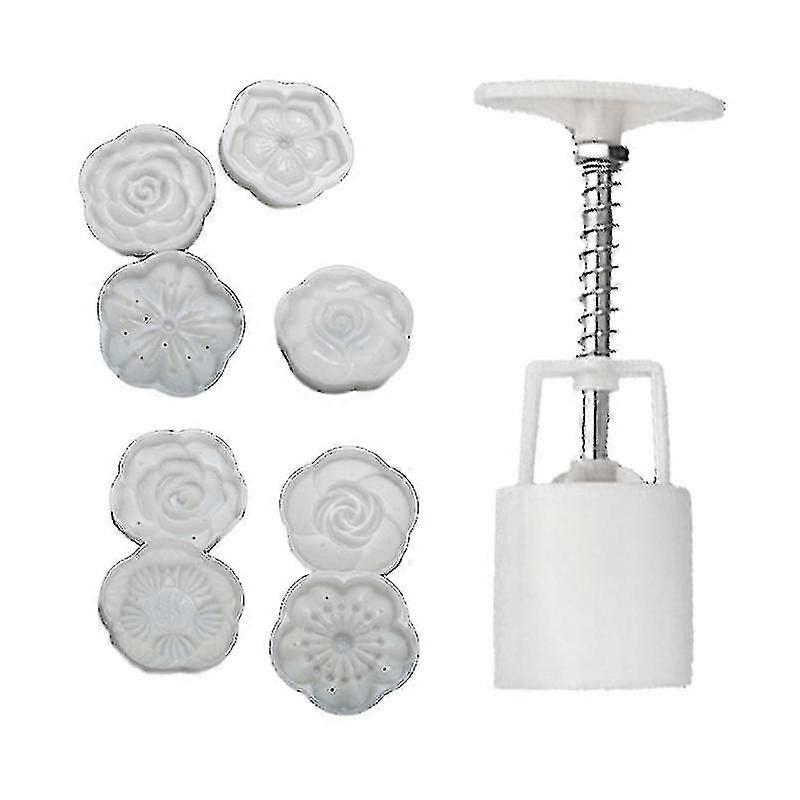50g Mooncake Mold 8 Plum Flower Stamps Cookie Cutter Hand Press Green Bean Cake