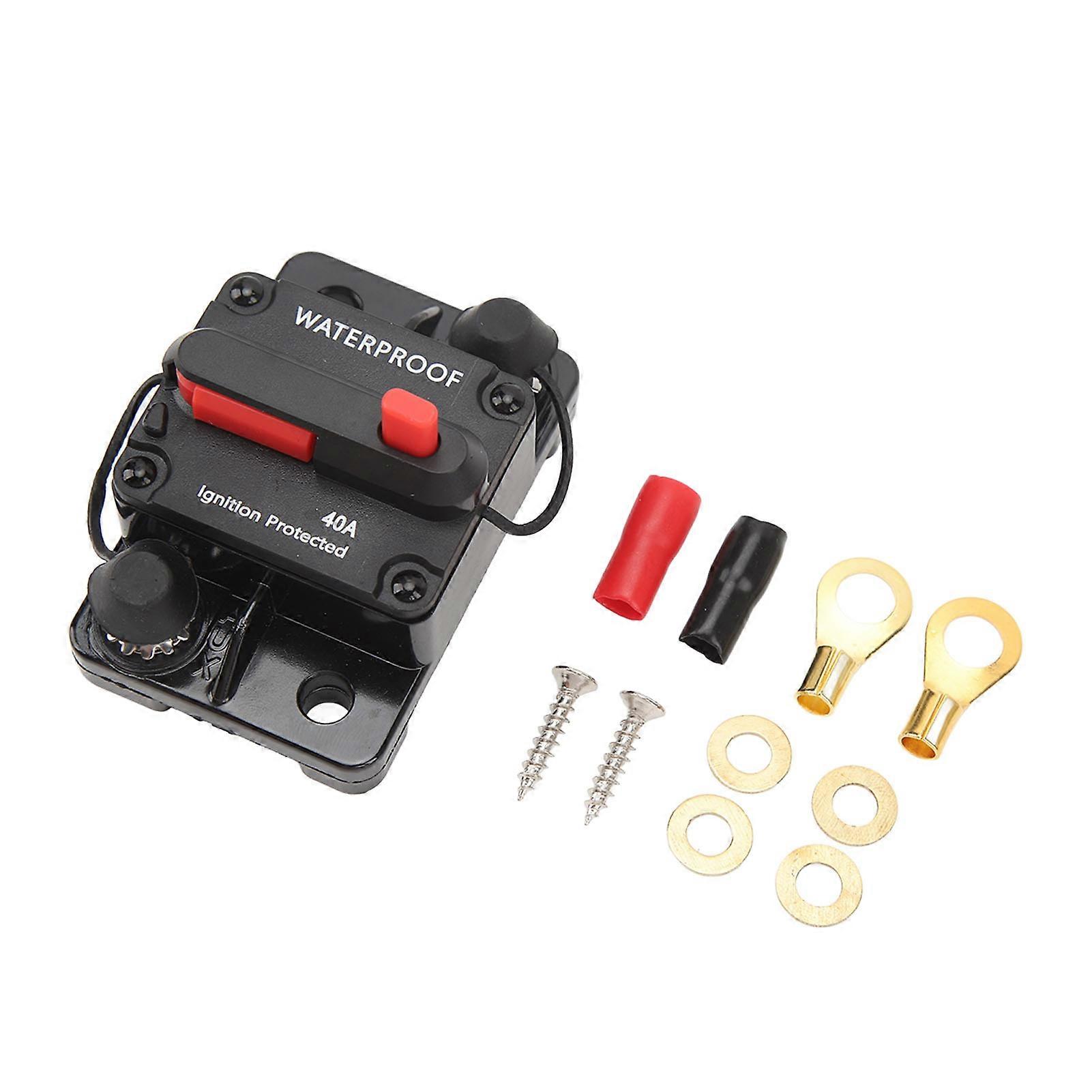 Car Audio Circuit Breaker 12V Waterproof Manual Reset with Fuse for Stereo System 40A