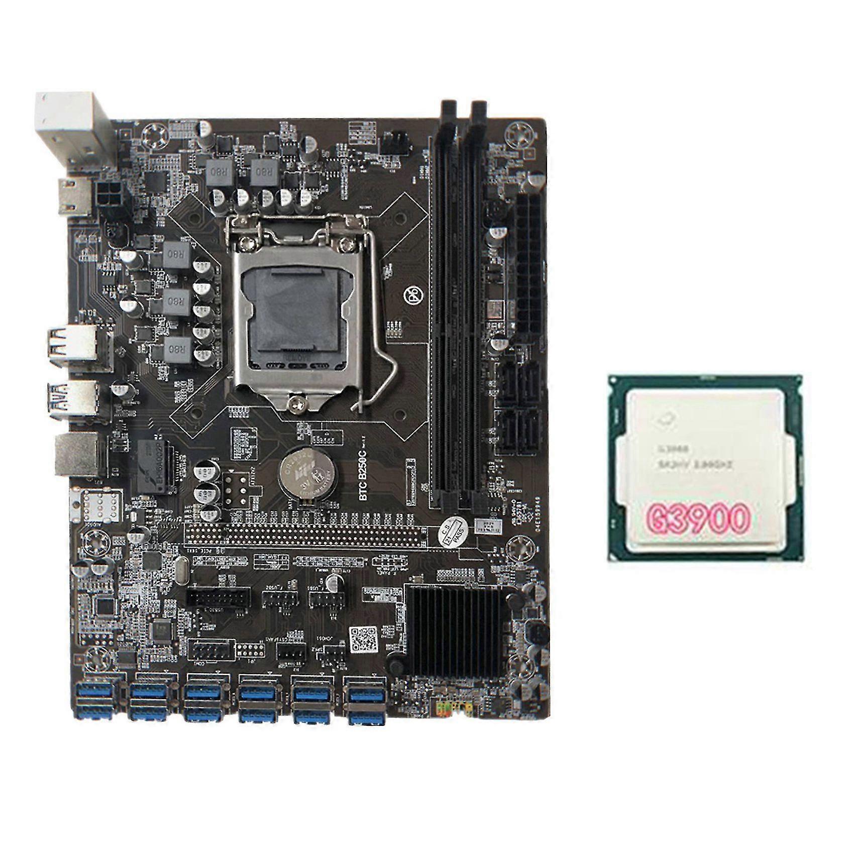 B250C BTC Mining Motherboard mit G3900 CPU 12XPCIE auf USB3.0 Grafikkartensteckplatz LGA1151 unterstützt D