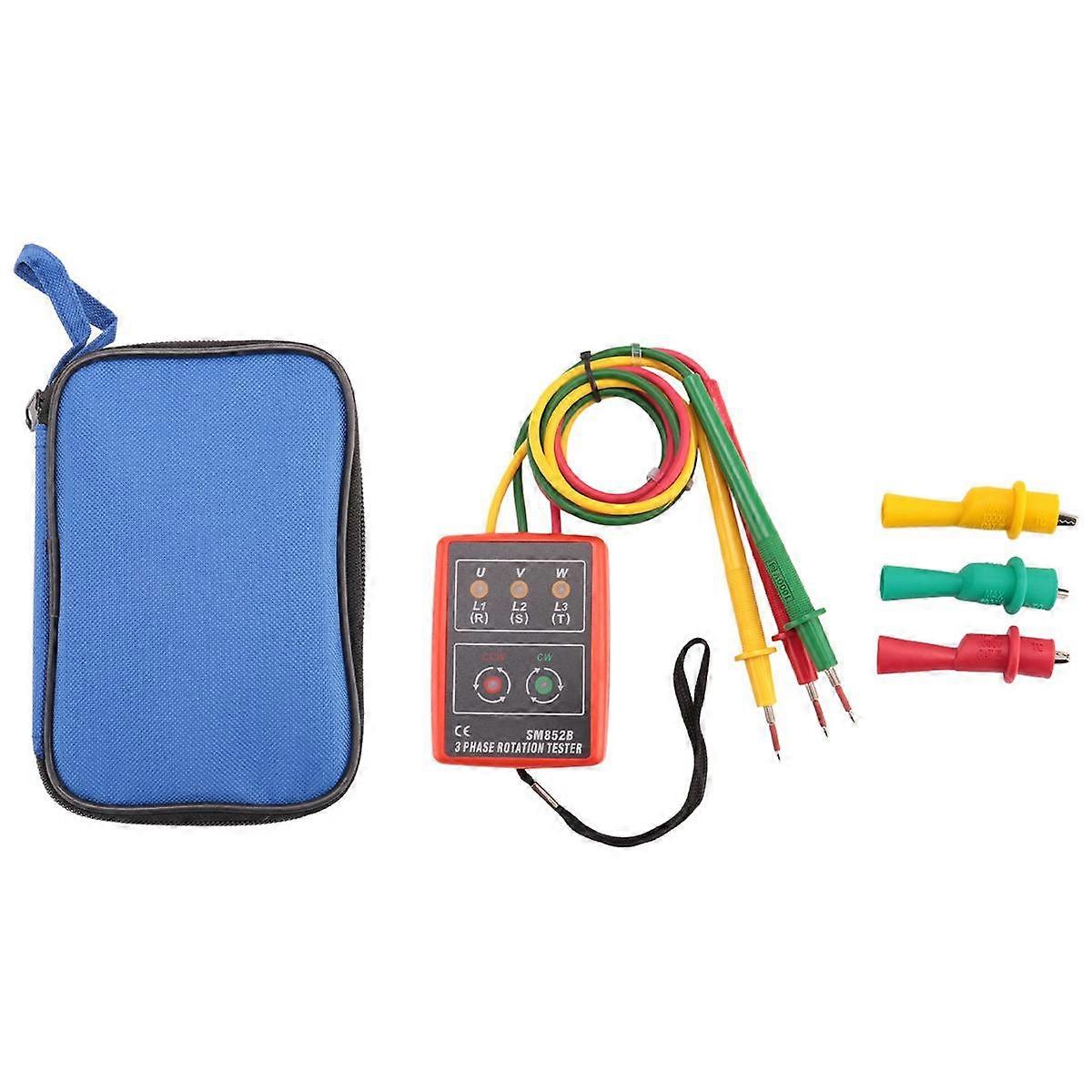 New 3 Phase Sequence Rotation Tester Indicator Detector Meter LED Buzzer with Portable Pouch TD-LED