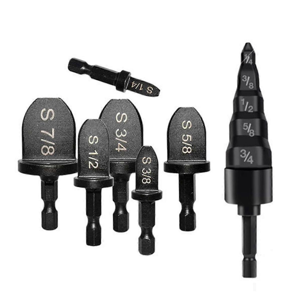 7Pcs Manual Copper Pipe Swaging Tool Drill Bit,6Pcs Pipe Expander Drill Bit 5 in 1 Air Conditioner