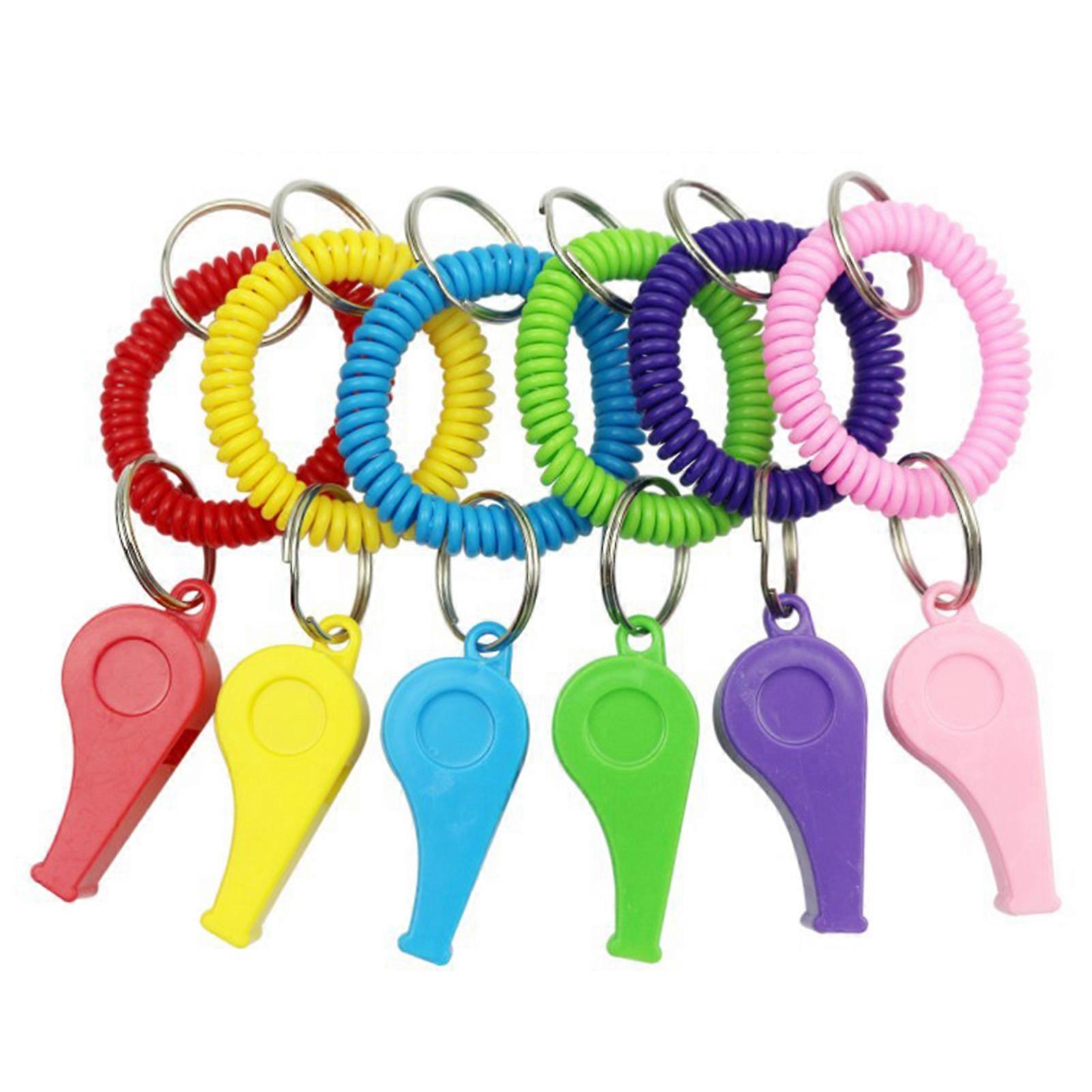 6Pcs Sport Whistles with Stretchable Coil Loud Crisp Sound Compact Size Portable Colorful Referee Whistles