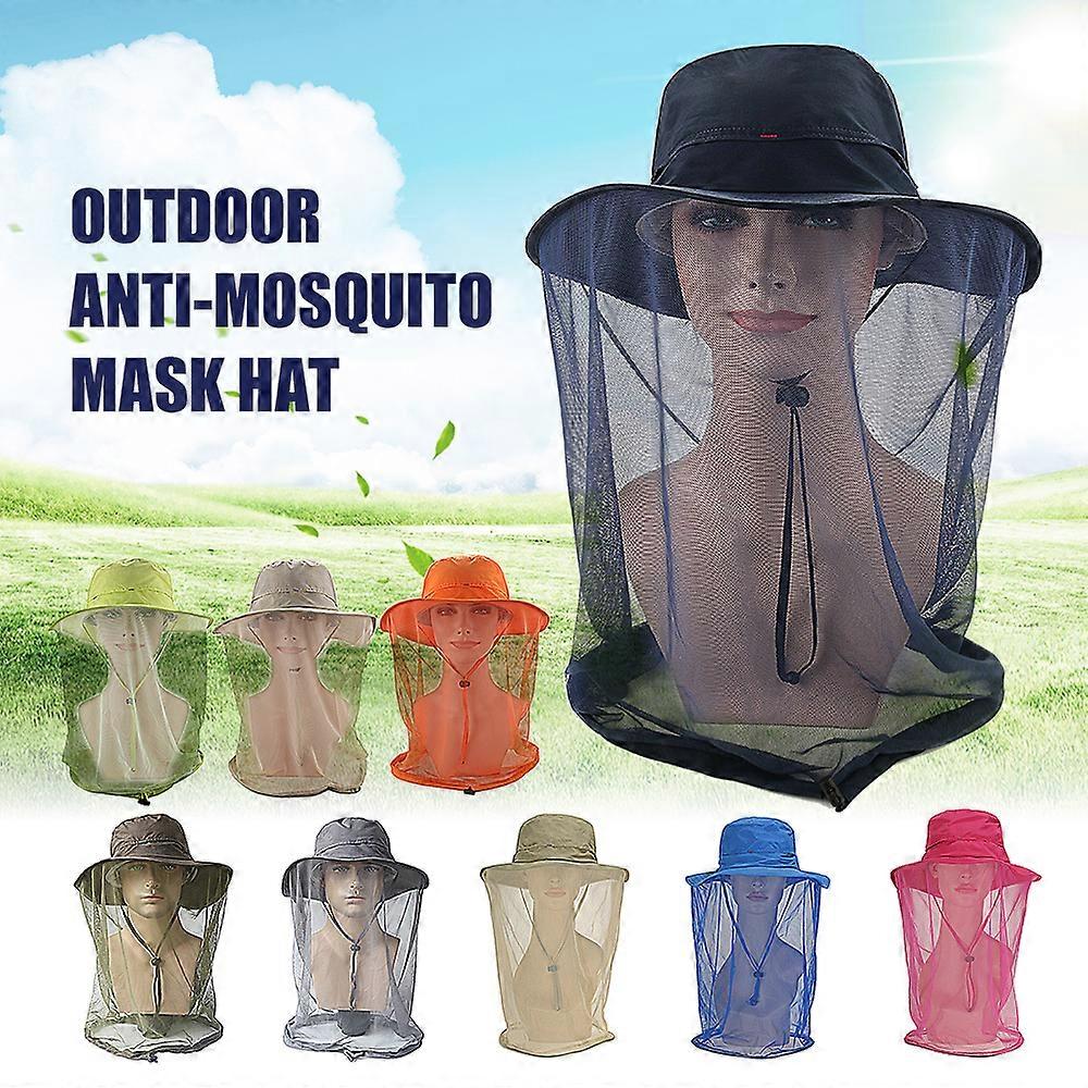 Outdoor Anti-mosquito Mask Hat with Head Net Mesh Face Protection Fishing Sun Hat Cap