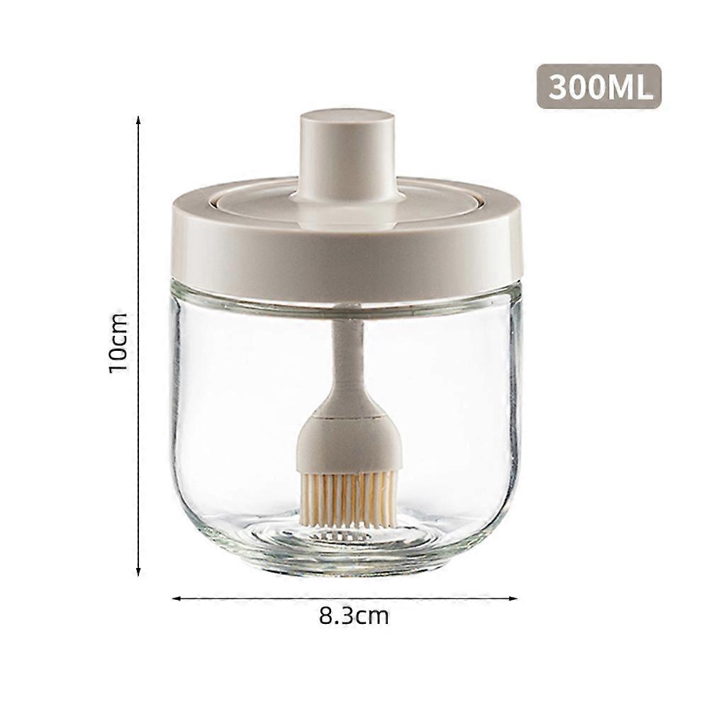 Clear Glass Oil/Seasoning Jars Condiment Container with Built-in Brush/Spoon