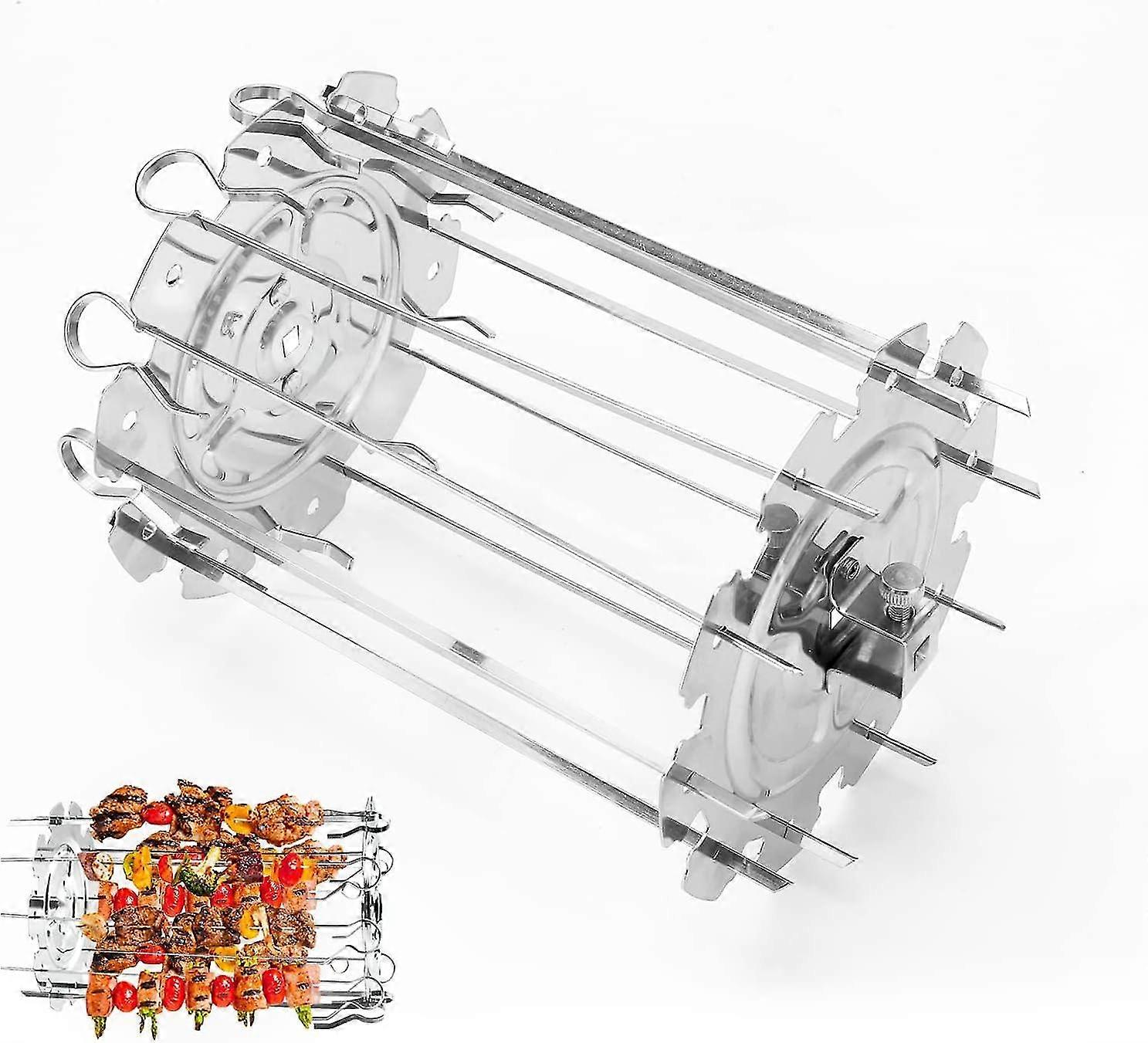 Rotating Kebab Less Steel Roaster Rotisserie Skewers, Maker Grill Includes 10 Skewers Fits