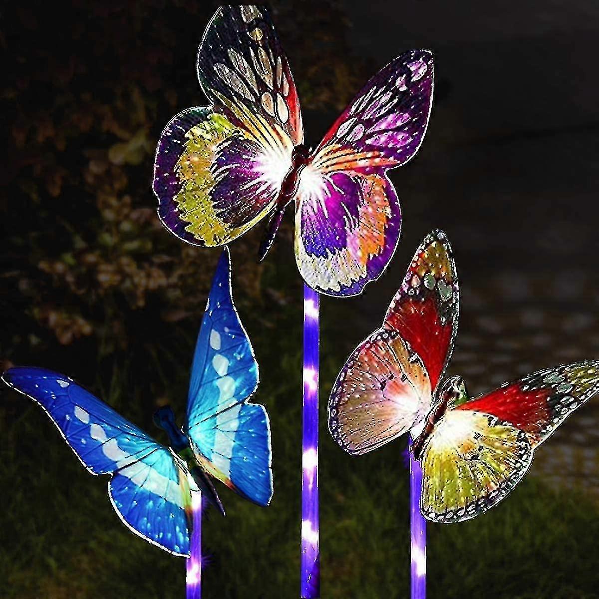 ガーデンソーラーライト屋外、多色変更ソーラーパワードLedガーデンライト、防水光センサーソーラーバタフライライト、屋外装飾、庭