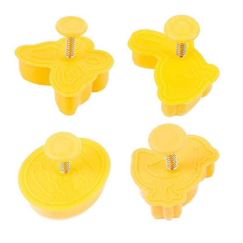 4pcs easter bunny pattern embossing mold 3d spring biscuit mold cake mold (yellow),2024 Ping