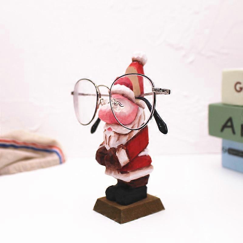 Creative Wood Hand Carved Eyeglass Holder Spectacle Stand Sunglasses Holder Animal Figurine for Office Desk Home Decor