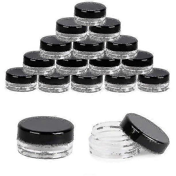 60-pack Small Plastic Jars With Black Lids, Labels Included, 3 Ml Each
