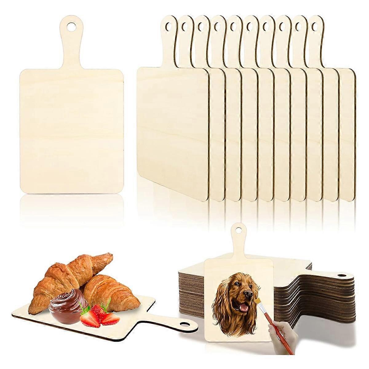 Unfinished Wood Cutting Board Craft with Handle,for Craft DIY Christmas Home Kitchen Cooking Decor