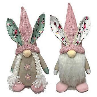 Easter Decorations, 2 Pcs Easter Gnomes Decor, Spring Gnomes Plush Swedish Tomte Elf Stuffed Doll,Easter Bunny Ornaments