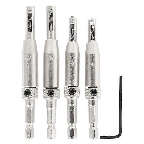 4X Self-Centering Door Lock Hinge Drill Bit Set for Wood