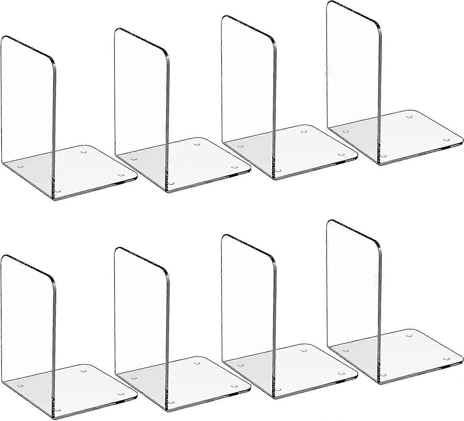 8pcs Bookends,Clear Acrylic Bookends For Shelves,Bookends For Home
