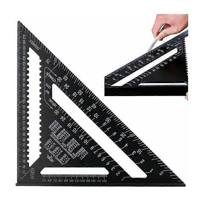 12 Inch Triangle Square Angle Ruler in Metric Speed Square Carpenter's Square Aluminum Alloy Carpenter's Square as Protractor Chamfer Straight Ruler -