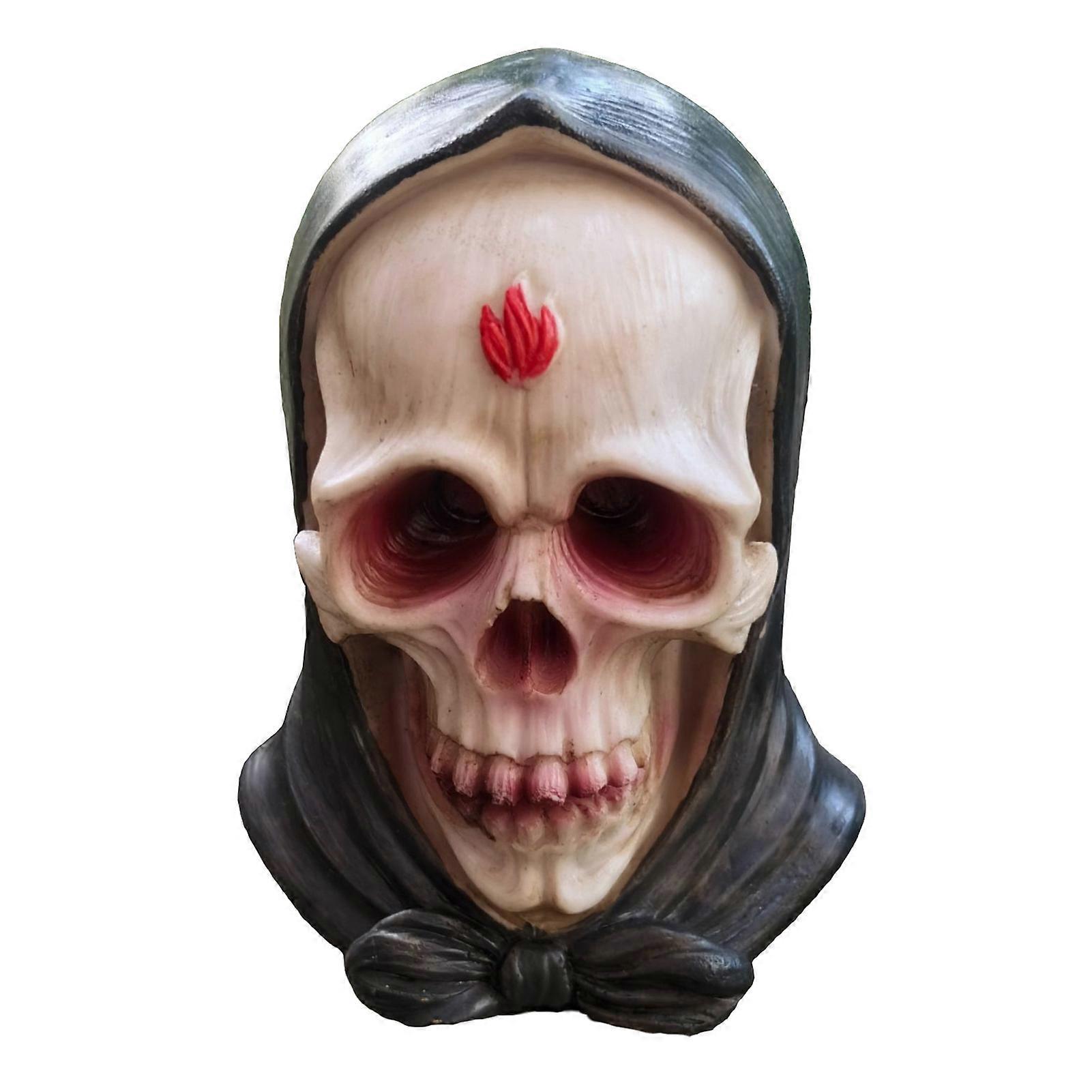 Halloween Skull Figurine Spooky Snake Hooded Skull Resin Statue Sculpture Home Office Desktop Bookshelf Decoration Ornament