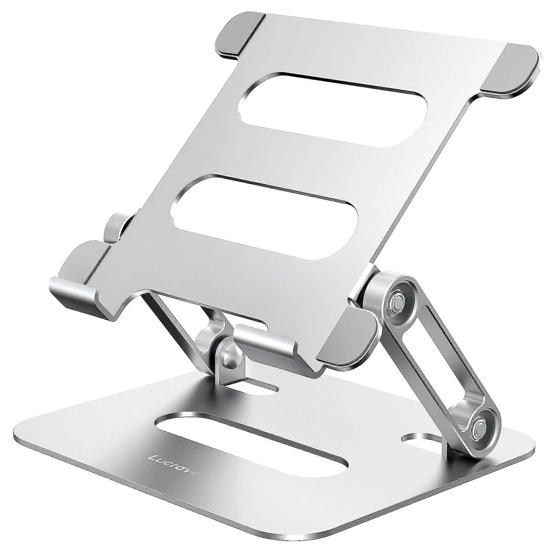 Tablet Stand Holder for Desk-Adjustable Foldable Aluminum Desktop Stand E-Reader Silver
