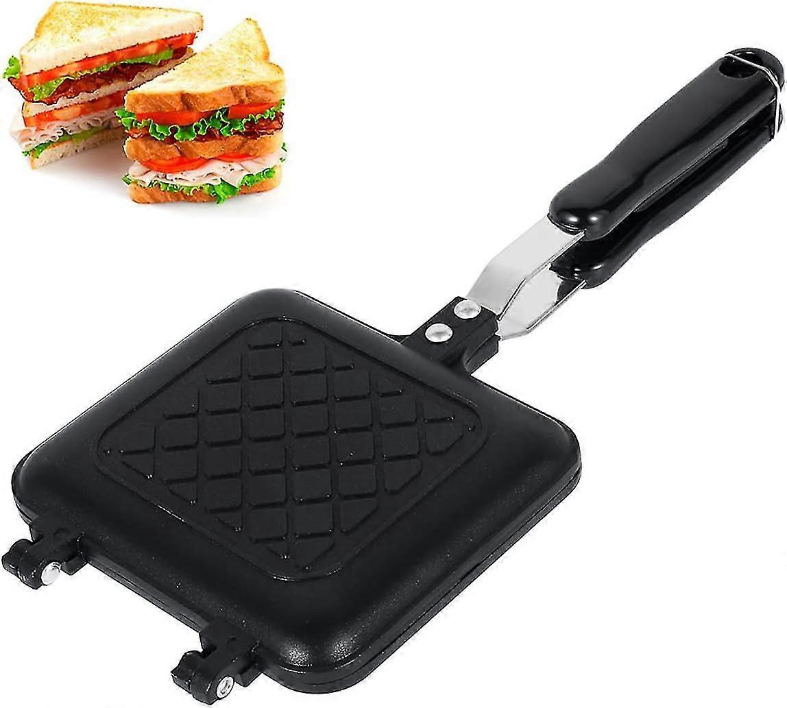 Toastie Maker Double Side Bread Frying Pan Non Stick Stovetop Sandwich Maker Toast Machine with Heat-Resistant Handles Multiple Purposes Sandwich Pres
