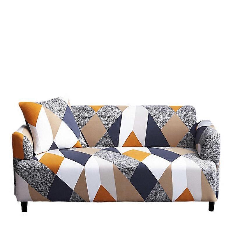 Copridivano a 4 posti Fodera elastica elastica in stile geometrico kaki Fodere