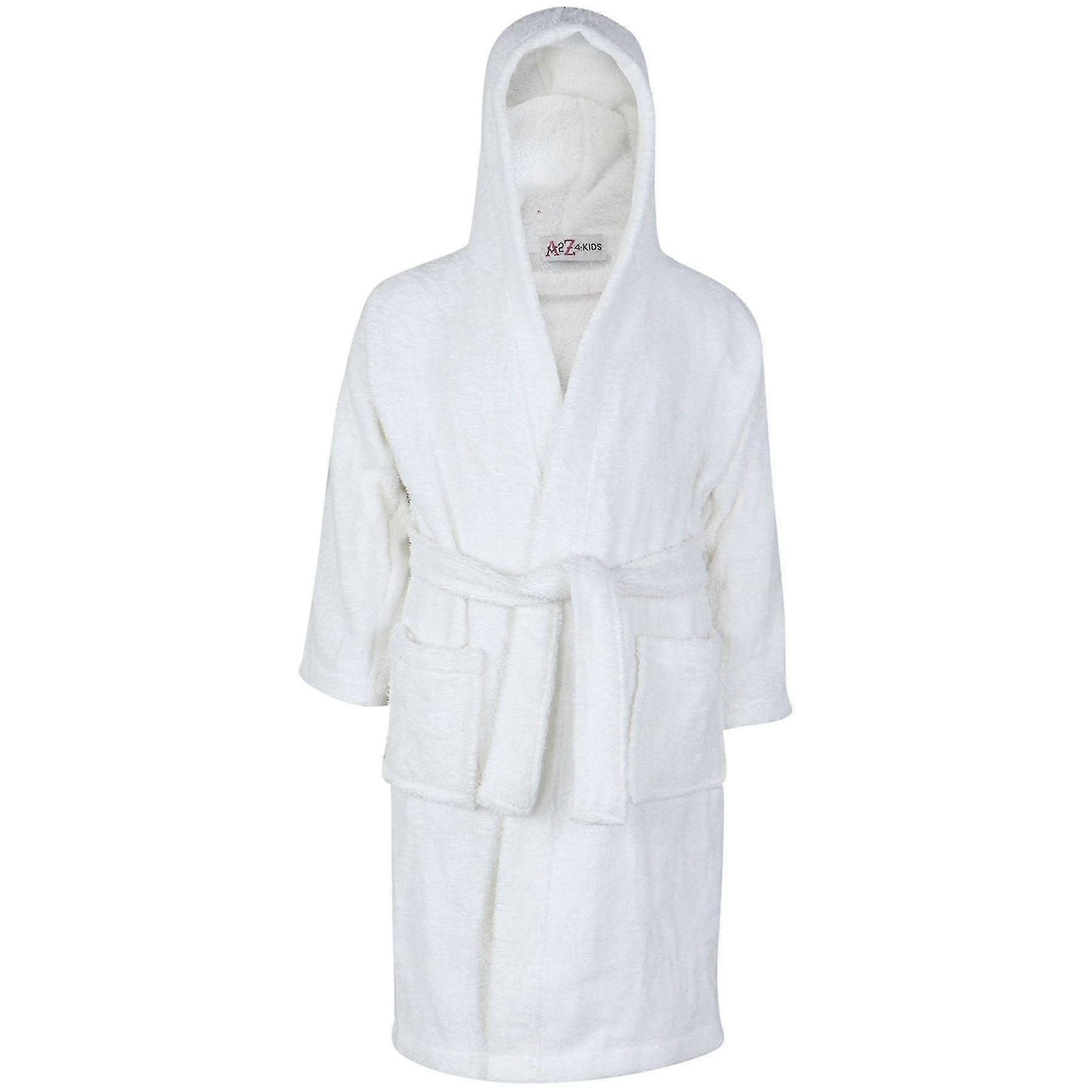 Peignoir unisexe à capuche blanc serviette/YY