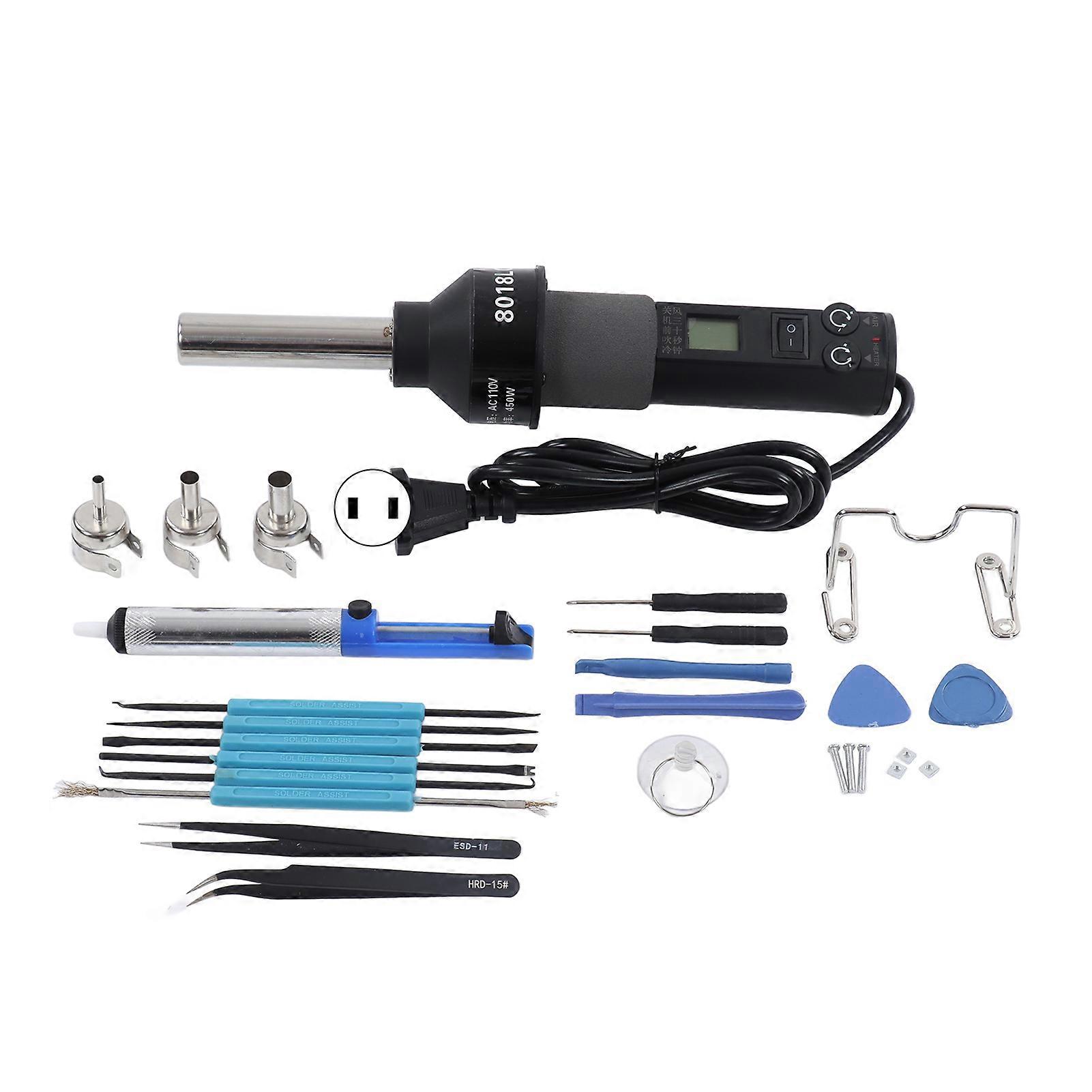 شاشة LCD محمولة بندقية هواء ساخن قابلة للتعديل بندقية حرارية إلكترونية لحام أدوات إزالة اللحام الولايات المتحدة التوصيل 110 فولت