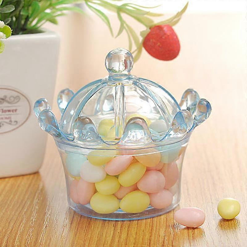 5PCs Crown Shaped Candy Box Hollow Clear Candy Boxes Creative Candy Cases Crown Gift Box Plastic