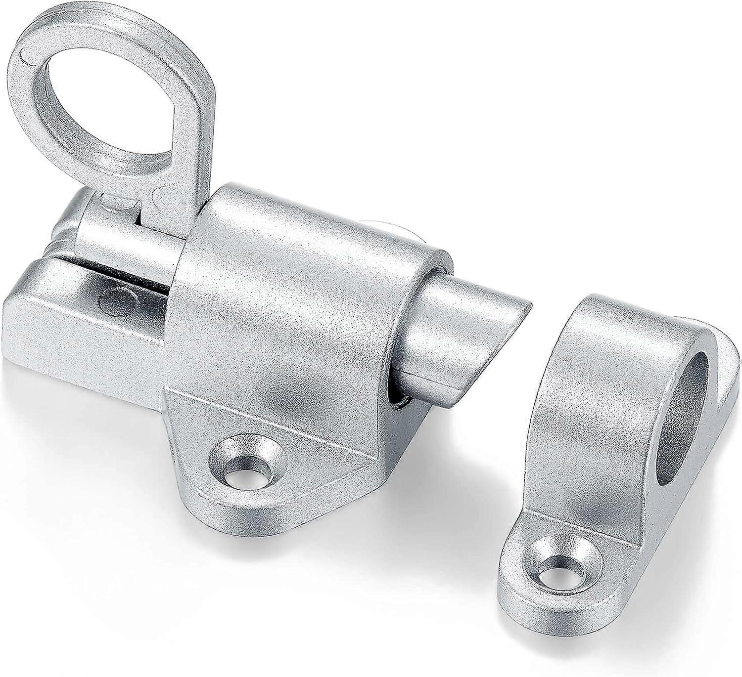 4 Packs Self-Closing LatchesSilver Gray Spring Door LockResilient Bolt Latch Aluminum Alloy Safety Automatic Spring Barrel Slide Door Lock with Screws