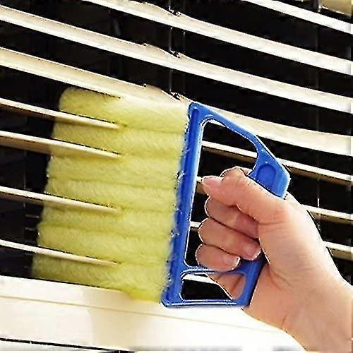 Blue Handheld Mini Blinds Cleaner Shutters, With 7 Removable Microfiber Sleeves (blue, With 7 Blades)