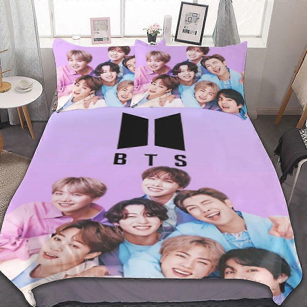 סט מצעים HF339 Kpop BTS Duvet Cove סט מצעים הדפסת תלת מימד כיסוי שמיכת שמיכה & 2 ציפיות LS339