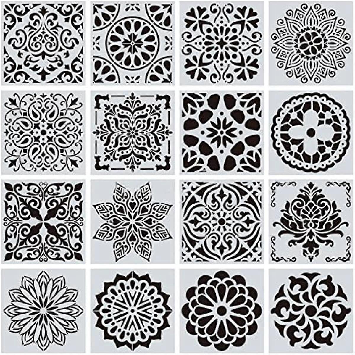 Aiyuego 16 pcs pochoirs réutilisables pochoirs mandala découpé au laser peinture modèle pochoir pour