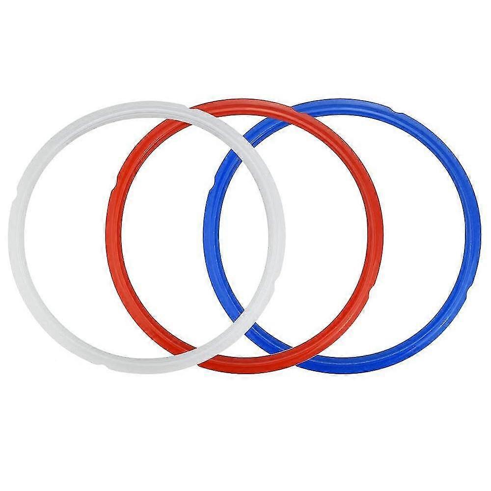 Non-toxic Silicone Pressure Cooker Seal Change Casserole Seal Inner Diameter Odorless Non-deformation Pressure(3 pcs, red, blue, white)