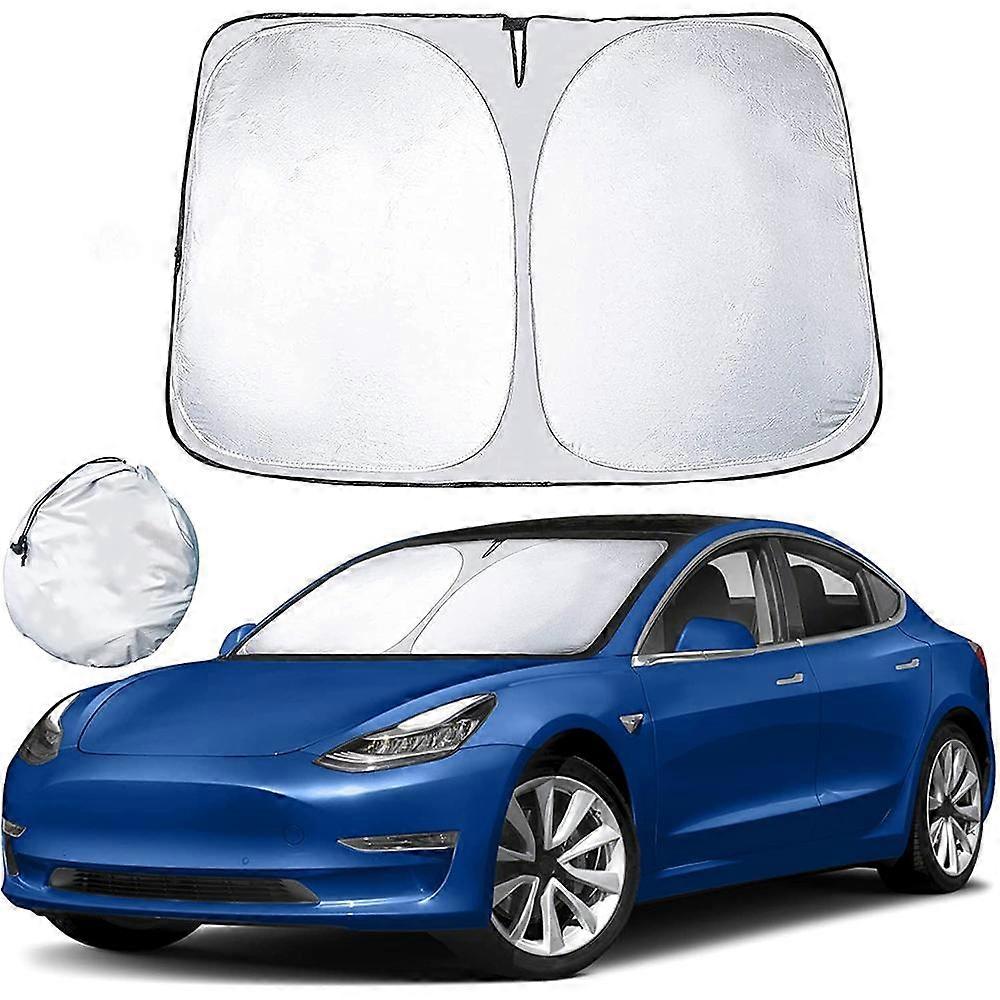 Tesla Windshield Sunshade | Tesla Model 3 Sunshade 240T Polyester Shield | Superior UV and Thermal Protection Tesla Model Y Sunshade | Summer Foldable