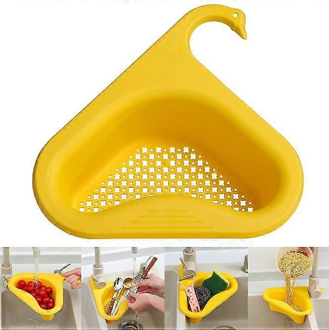 Corner Strainer for Kitchen Sink, Sink Drain Basket, Triangular Filter Basket, Hanging Swan Drain Rack, Place Kitchen Utensils or Vegetable/Fruit Stra