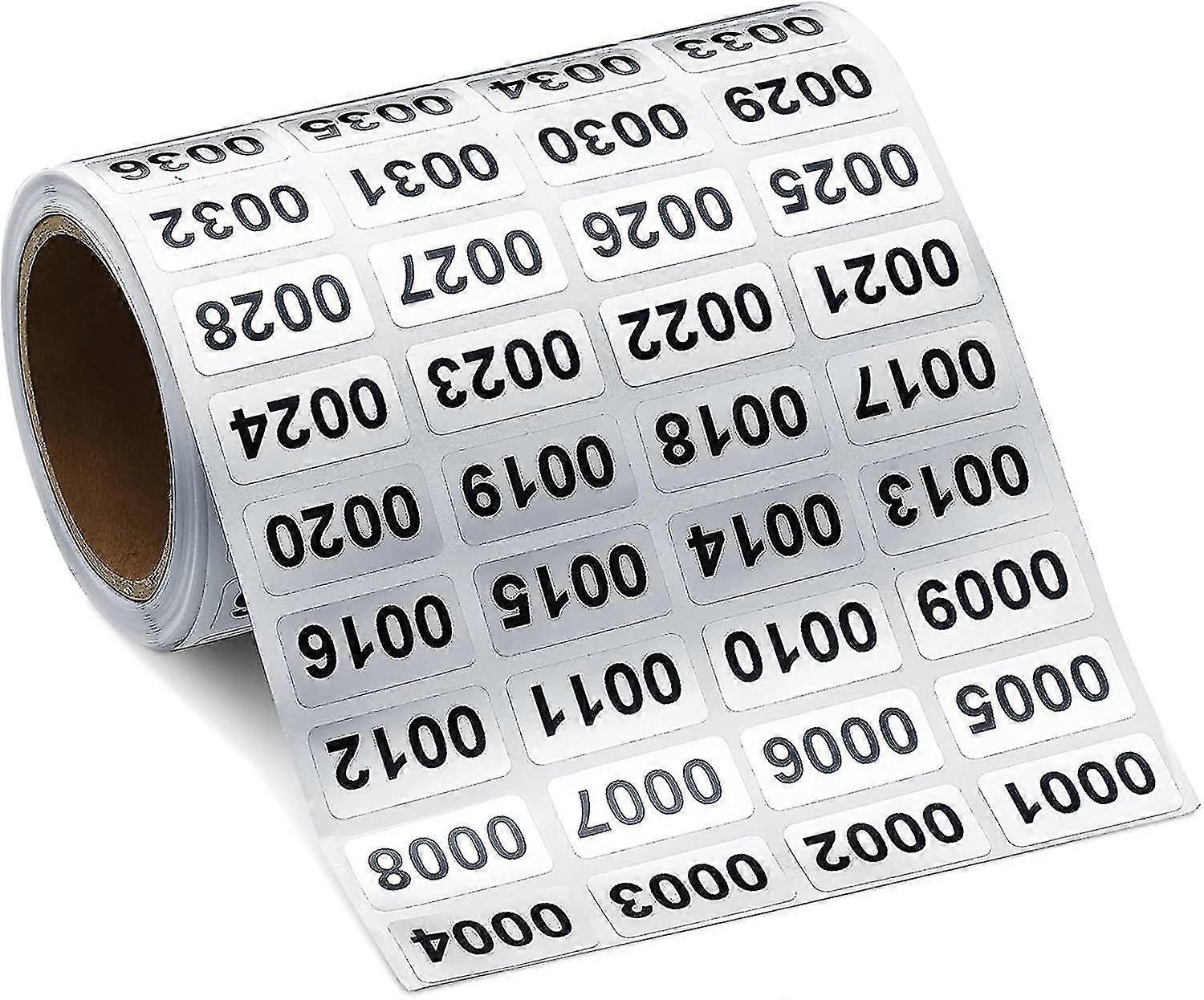 Autocollant d’étiquette numérotée imperméable à l’eau Stock Sticker 0,39 X 0,78 po (0001 à 2000) _ Newway