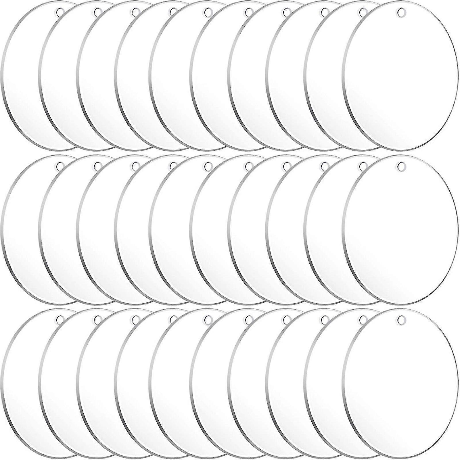30 Pack 3 Inches Acrylic Keychain Blanks With Hole For Diy Key Chains Name Plate