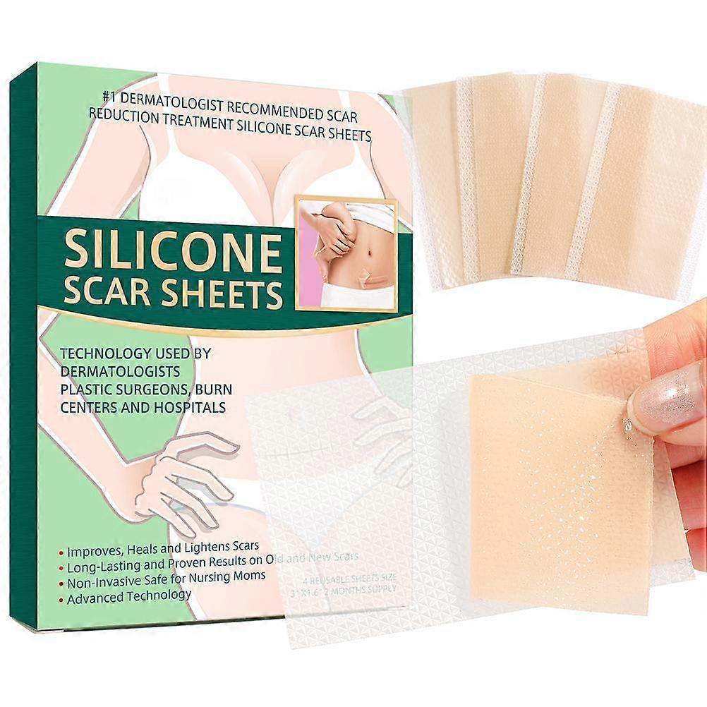 Silicone Scar Removal Sheets for Stretch Marks Acne Scars and Wounds 4Pcs Box
