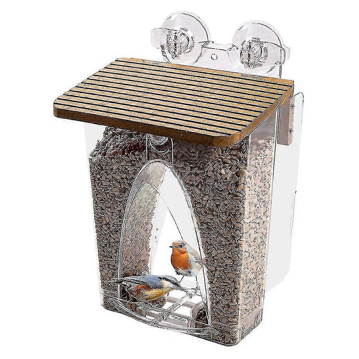 Beautiful Arch Window Wild Bird Feeder With Huge 4lbs Capacity Ultra Strong Dual Suction Technolo_Italian Design