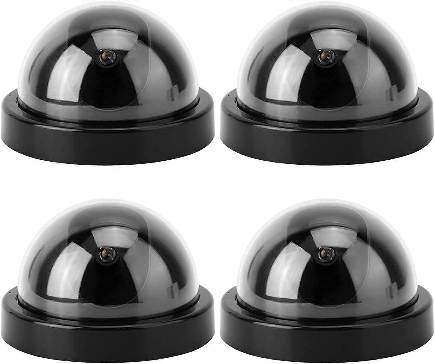 4Pcs Dome Simulation Dummy Fake Security Camera, Anti-Theft CCTV Surveillance Camera with Flashing LED Light