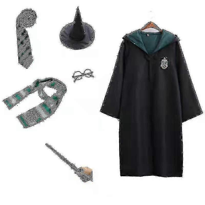 Harry Potter 6pc Set Magic Wizard Fancy Dress Cape Cloak Costume_y