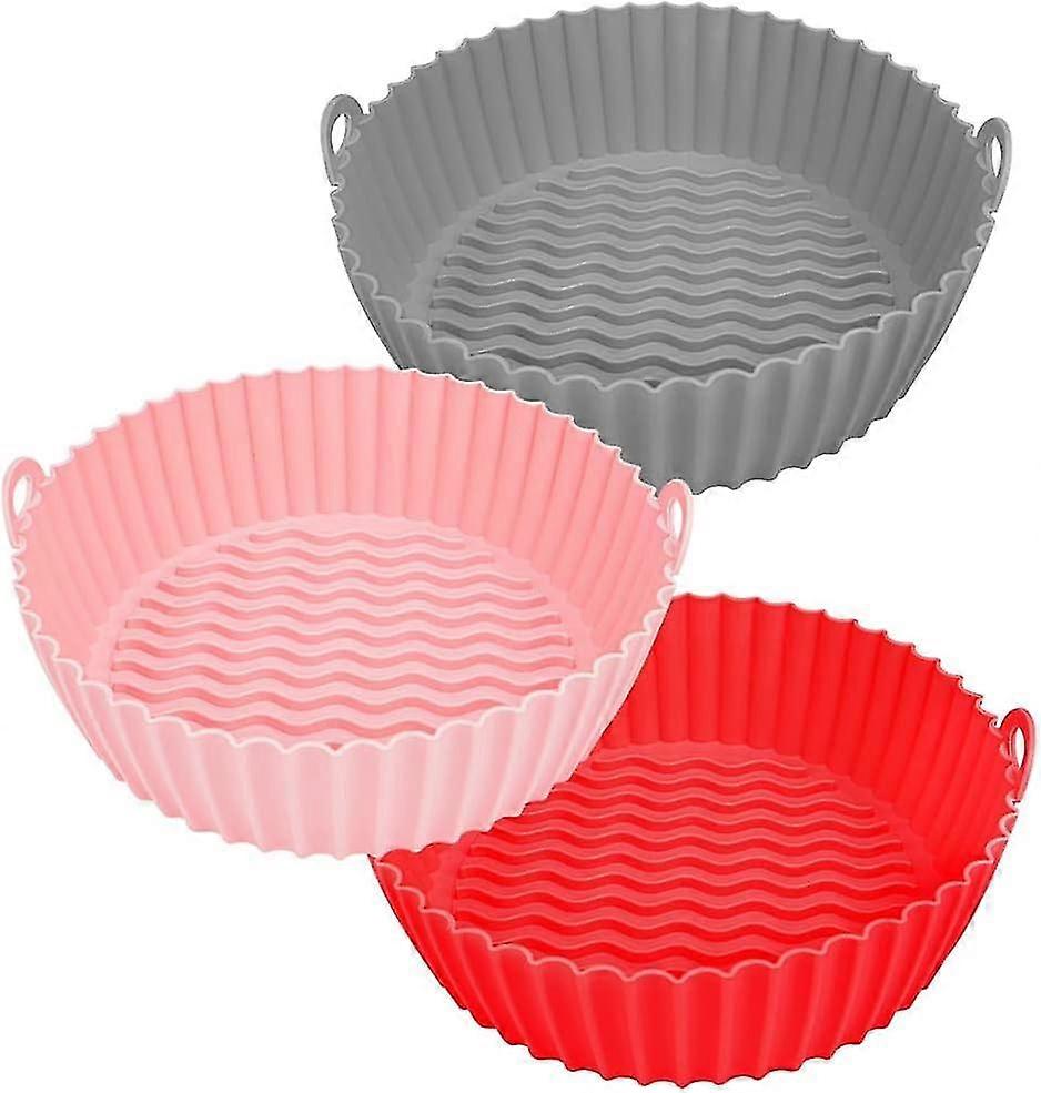 Silikon Heißluftfritteuse Einlagen - 3 Stück, wiederverwendbare Topfkörbe, Backpapier