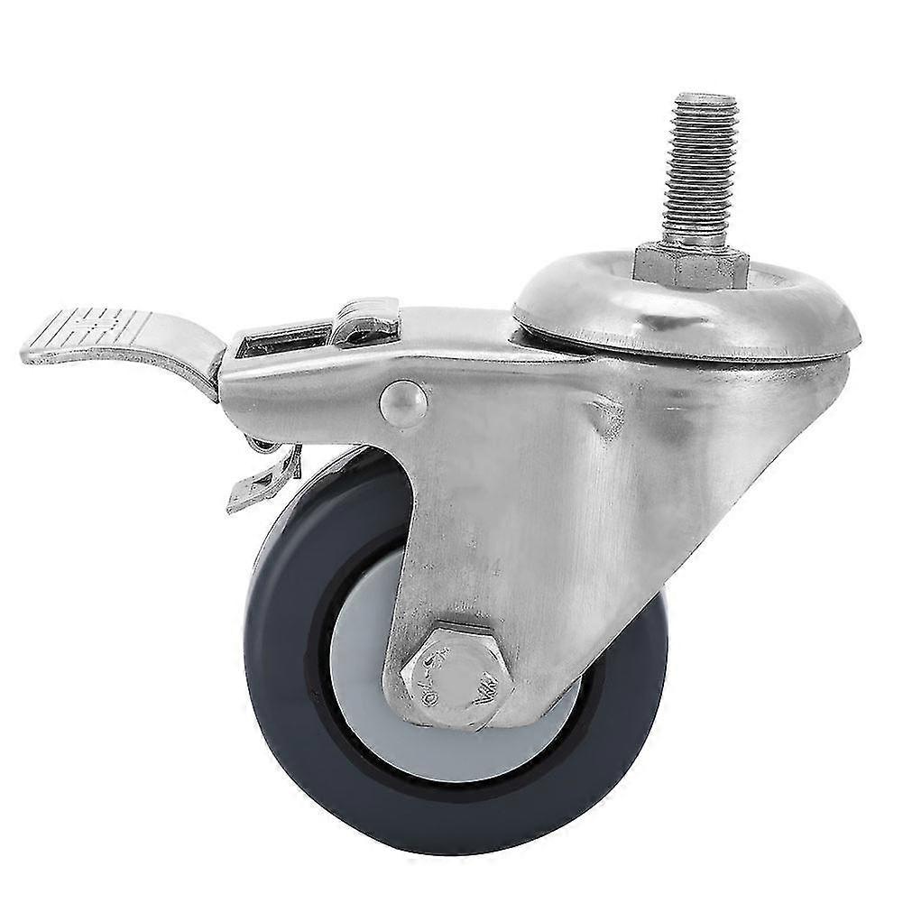 Stainless Steel Bracket Anti-Slip Caster, 4in Brake Universal Wheel with M12 Screw - Loading 70kg154.3lb