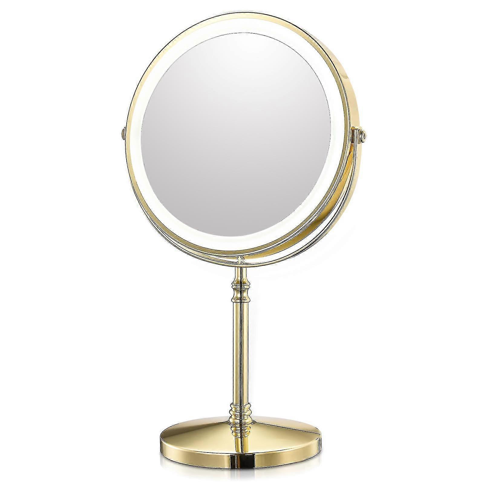 8 Inch Gold Makeup Mirror With Light Usb Charging 10x Magnifying Vanity Mirror Backlit Adjustable Light Standing Cosmetic Mirror